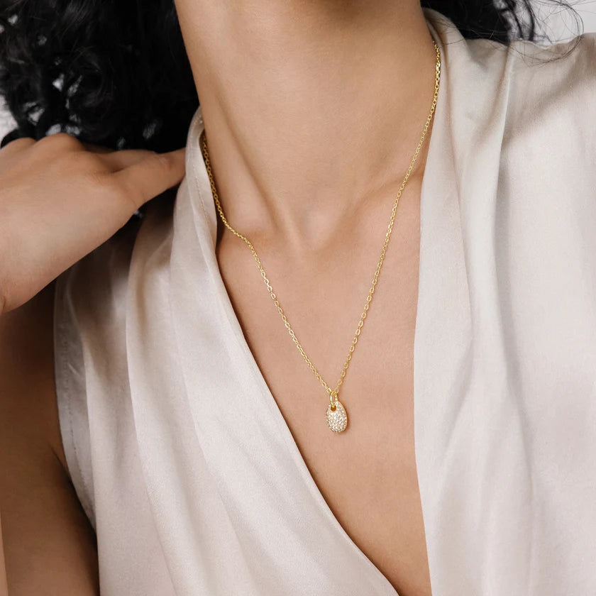 H&B SPARKLE PEBBLE CHARM NECKLACE