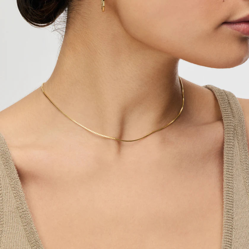 H&B Box Chain Slider Necklace - 14k Gold Vermeil