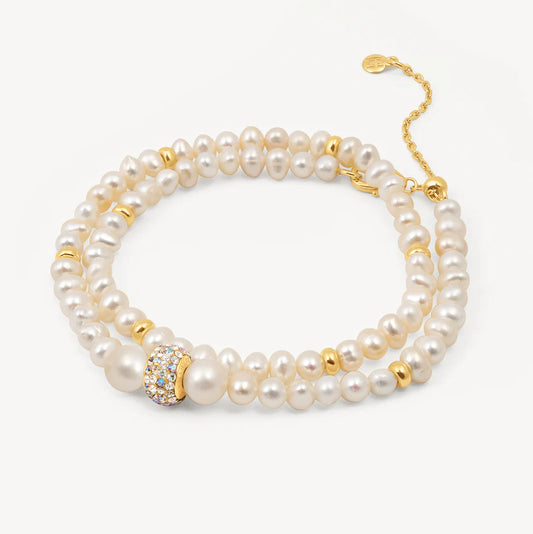 H&B Sea Salt Pearl Wrap Bracelet
