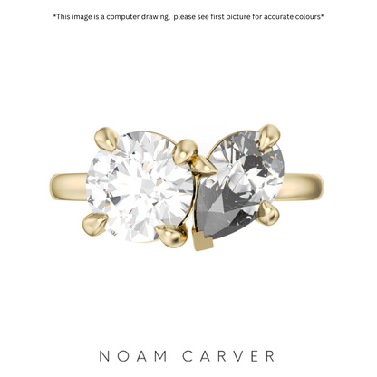 Toi & Moi Pear Shape and Round Moissanite Engagement Ring