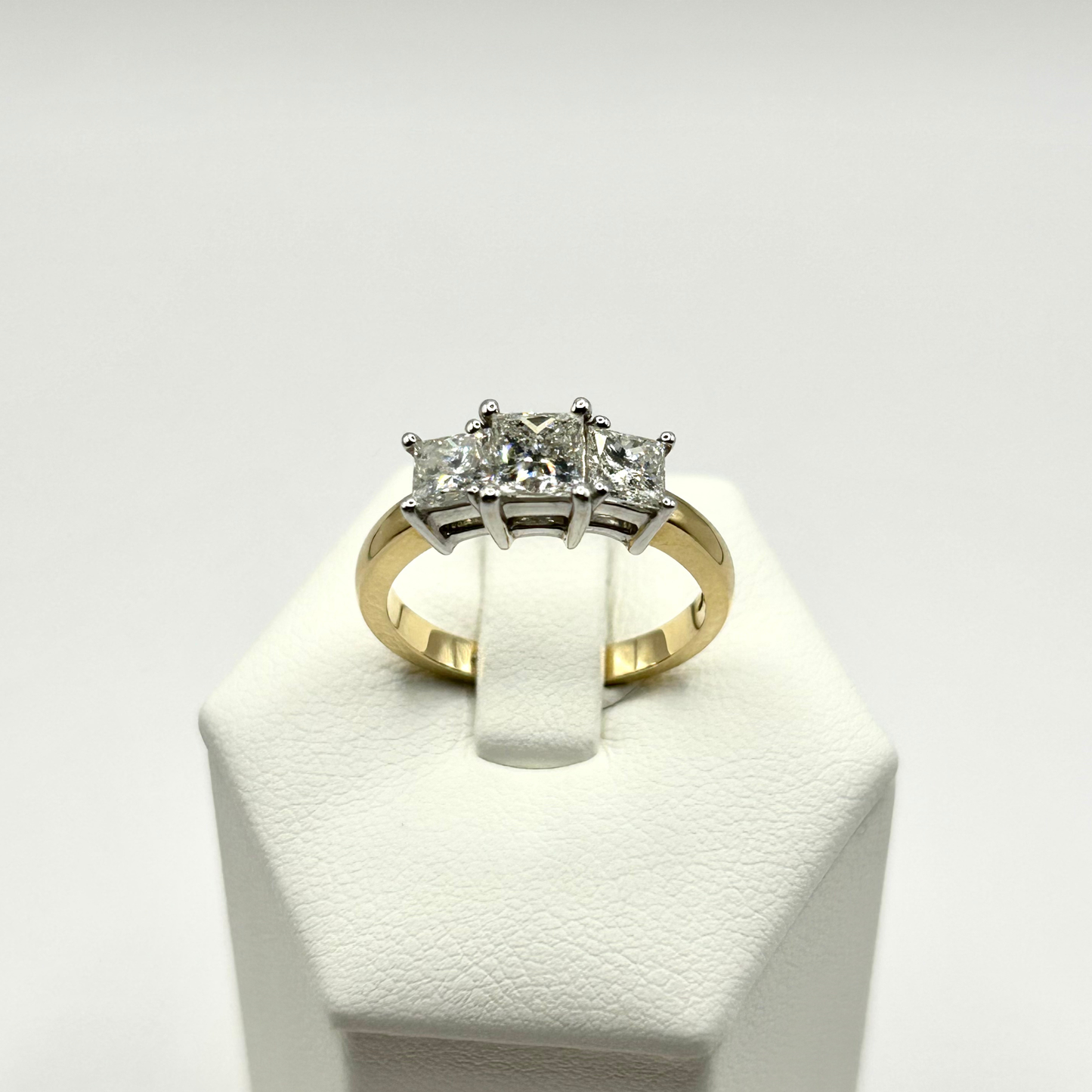 Roset 14K Gold Princess Cut Diamond Trio Engagement Ring