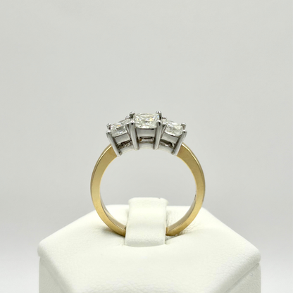 Roset 14K Gold Princess Cut Diamond Trio Engagement Ring