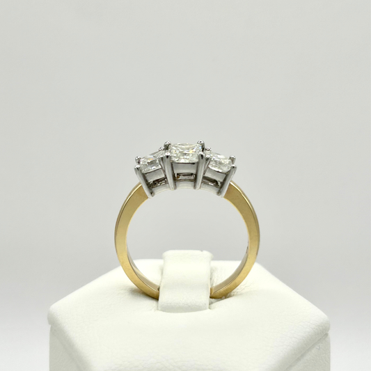 Roset 14K Gold Princess Cut Diamond Trio Engagement Ring