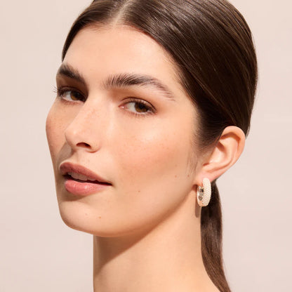 H&B White Pearl Hoop Earrings