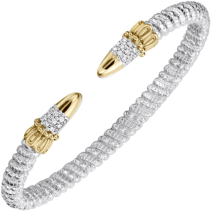 Vahan - 14K Gold & Sterling Silver Cuff Bracelet with Diamonds
