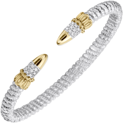 Vahan - 14K Gold & Sterling Silver Cuff Bracelet with Diamonds