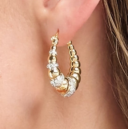 "Alexandra" 18k Gold Hoop Earrings with Diamonds
