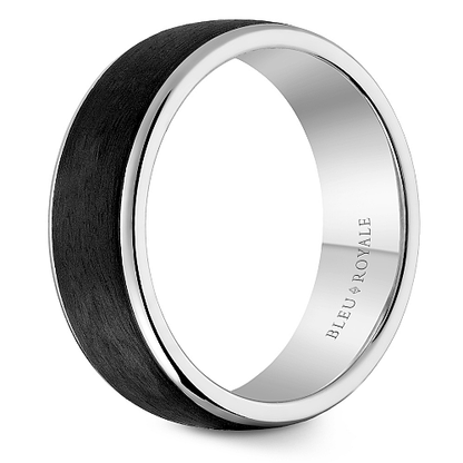 Bleu Royale 14K White Gold and Forged Carbon Men's Ring RYL-175W75