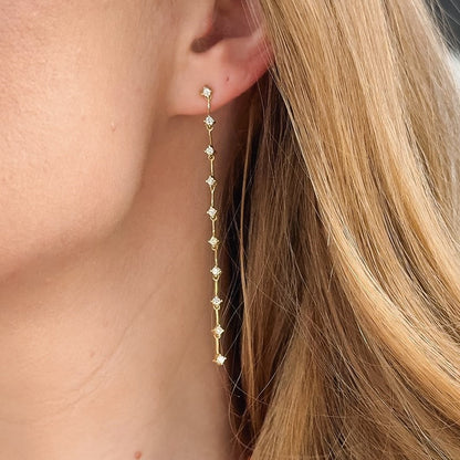 "Rileigh" 18k Yellow Gold Diamond Dangle Earrings