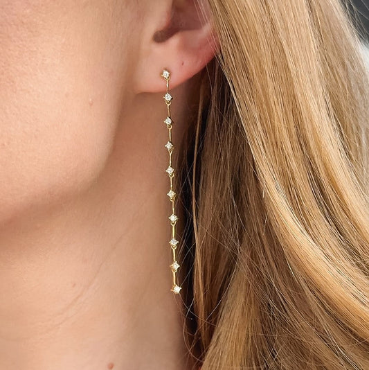 "Rileigh" 18k Yellow Gold Diamond Dangle Earrings