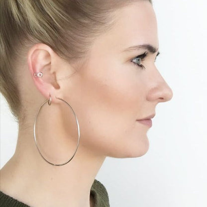 "Lucy" 18K White Gold Large Hoop Earrings