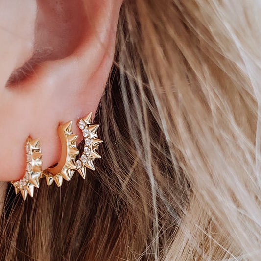 Roset Gold Label - Diamond Molly Spike Huggie Earrings