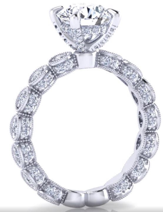 Gabriel "Ally" Engagement Ring - 1.65ct Round Lab-Grown Diamond in 14K White Gold