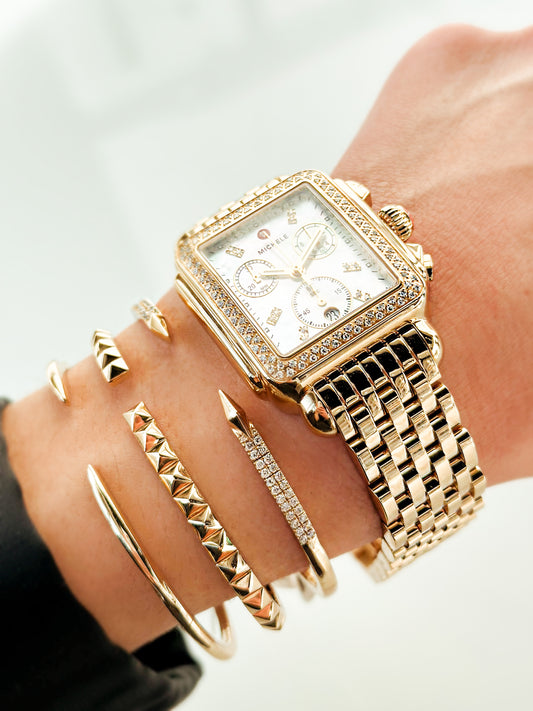 "Delaine" 14k Yellow Gold and Diamond Split Bangle