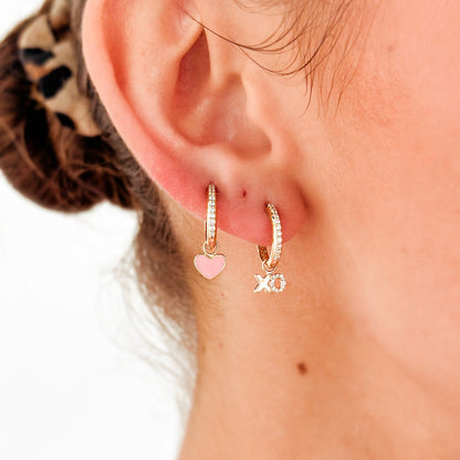 FUSE by Roset - 10K Gold Ear Charms Pink Heart  "XO, ROSET"
