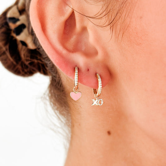 FUSE by Roset - 10K Gold Ear Charms Pink Heart  "XO, ROSET" Roset - Fuse