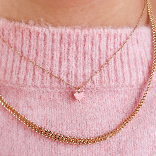 FUSE by Roset - 10K Gold Necklace Charm Pink Heart Charm "XO, ROSET" Roset - Fuse