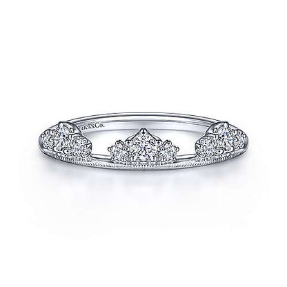 Gabriel & Co - Lilibet 14K White Gold Diamond Cluster Crown Ring