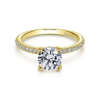 Gabriel "Serenity" Engagement Ring - 1.02ct Round Lab-Grown Diamond in 14K Yellow Gold