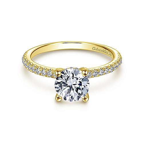 Gabriel "Serenity" Engagement Ring - 1.02ct Round Lab-Grown Diamond in 14K Yellow Gold