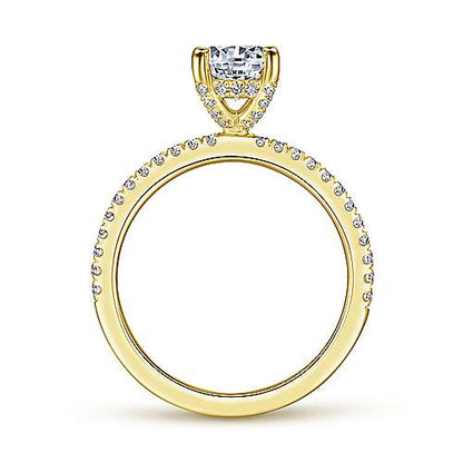Gabriel "Serenity" Engagement Ring - 1.02ct Round Lab-Grown Diamond in 14K Yellow Gold
