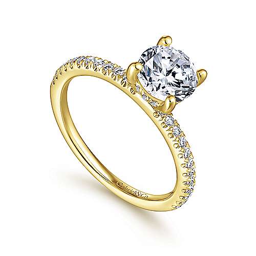 Gabriel "Serenity" Engagement Ring - 1.02ct Round Lab-Grown Diamond in 14K Yellow Gold
