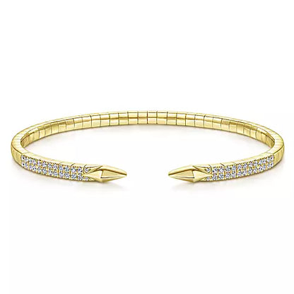 "Delaine" 14k Yellow Gold and Diamond Split Bangle