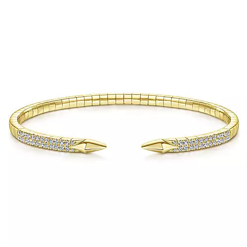 "Delaine" 14k Yellow Gold and Diamond Split Bangle