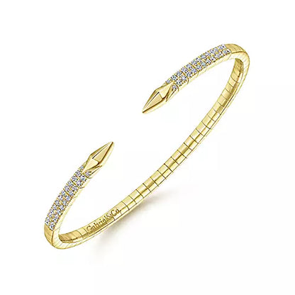 "Delaine" 14k Yellow Gold and Diamond Split Bangle