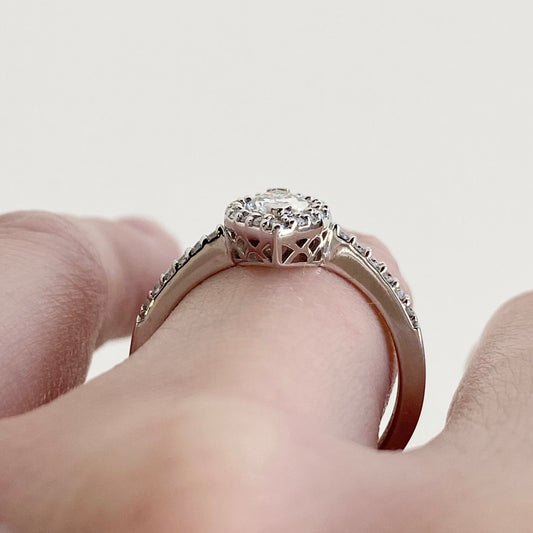 Roset Marquise Diamond & Halo Engagement Ring in 14K White Gold