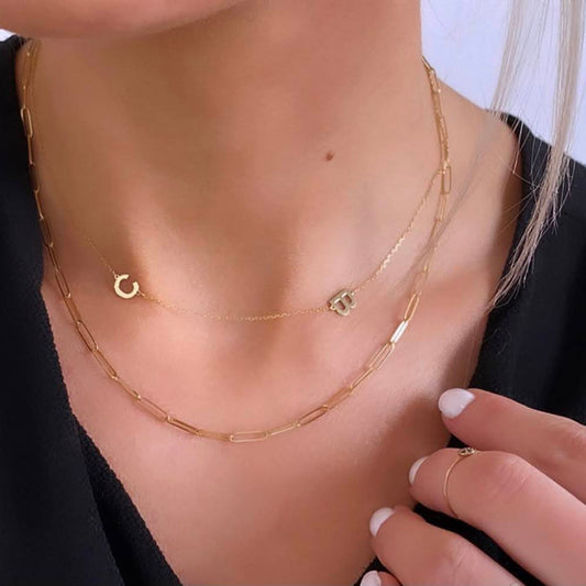 14K Gold "Demi" Custom Initial Necklace by Roset Gold Label Midas
