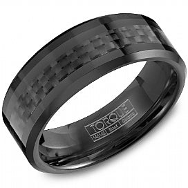 Crown Ring Torque Black Ceramic and Carbon Fiber Ring TU-0030