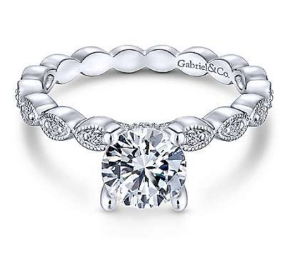 Gabriel "Lula" Engagement Ring - 1.02ct Round Lab-Grown Diamond in 14K White Gold