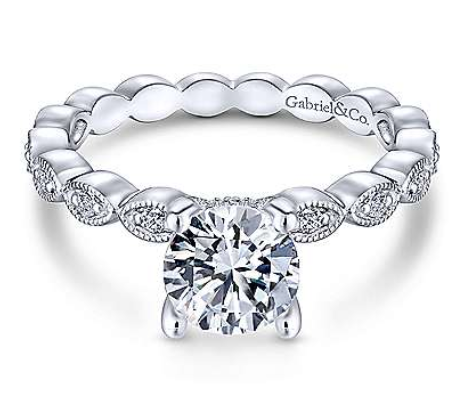 Gabriel "Lula" Engagement Ring - 1.02ct Round Lab-Grown Diamond in 14K White Gold