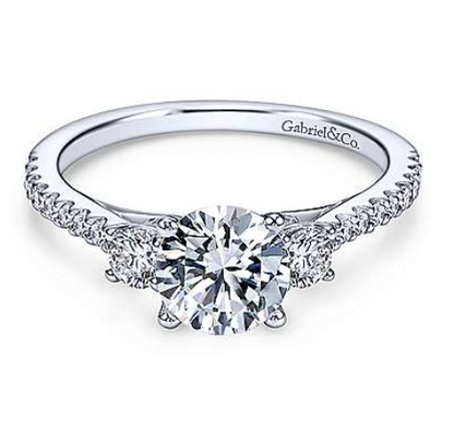 Gabriel "Chantal" Three Stone Diamond Engagement Ring