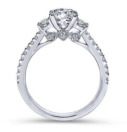 Gabriel "Chantal" Three Stone Diamond Engagement Ring